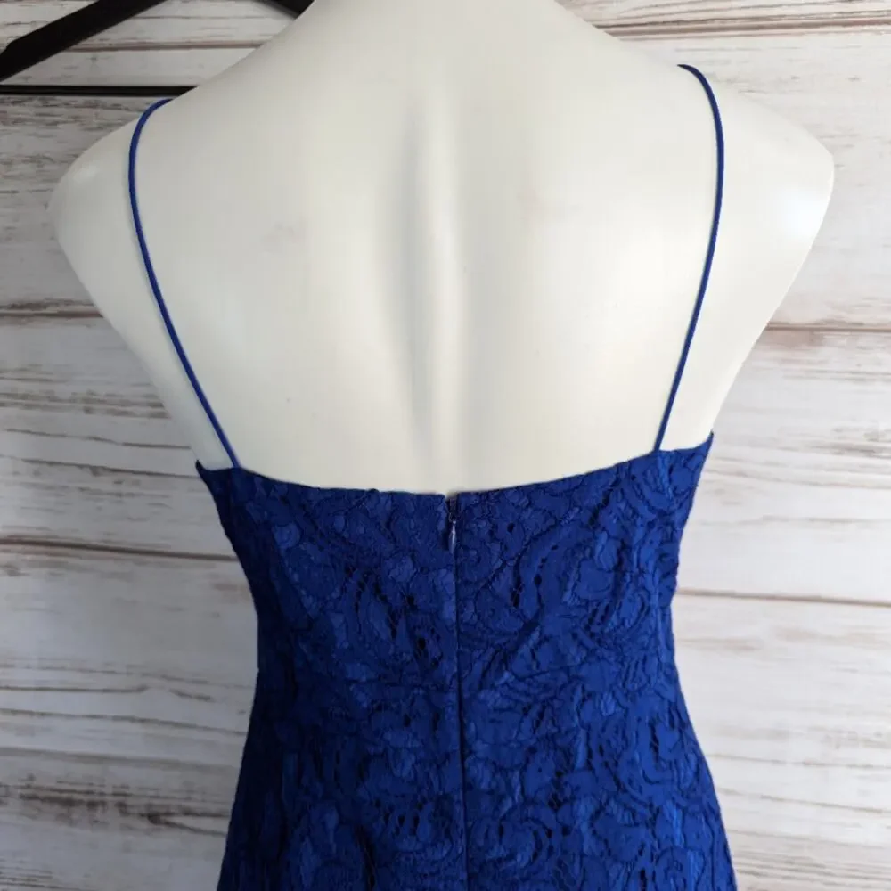 J. Crew Lydia Dress Leaver's Lace Sz 4 Bridesmaid Wedding Navy Sheath Midi - Picture 4 of 7